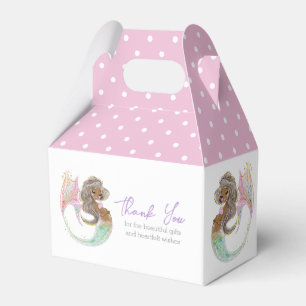 Soft Brown Mermaid Party Baby Shower Thank You Favour Box