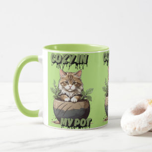 Soft Browns Cosy Kitty Cartoon Mug