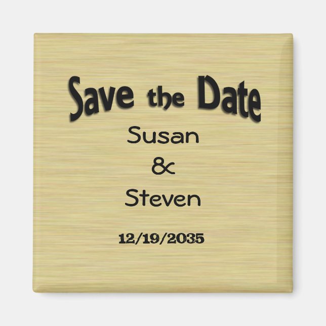 Soft Brushed Gold  Save the Date Magnet (Front)