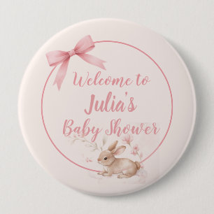 Soft Bunny Welcome Design with Pastel Ribbon 10 Cm Round Badge