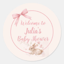 Soft Bunny Welcome Design with Pastel Ribbon