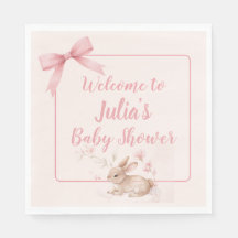 Soft Bunny Welcome Design with Pastel Ribbon