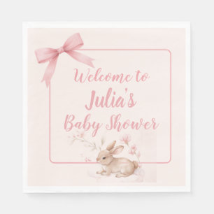 Soft Bunny Welcome Design with Pastel Ribbon Napkin