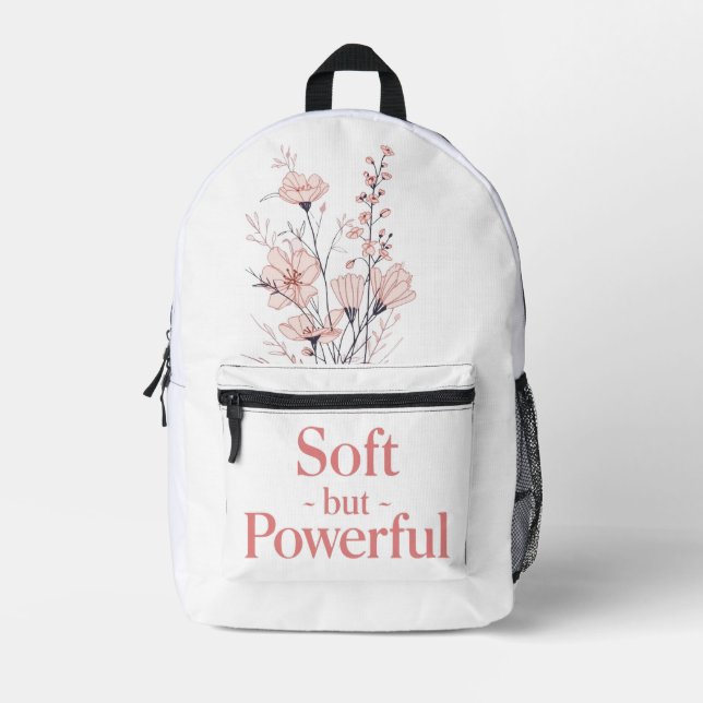 Soft but Powerful – Feminine Aesthetic T-Shirt Printed Backpack (Front)