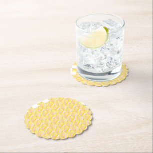 Soft Butter Yellow Flower Petal Pattern Paper Coaster