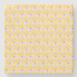 Soft Butter Yellow Flower Petal Pattern  Stone Coaster