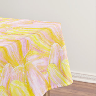 Soft Butter Yellow Flower Petal Pattern Tablecloth