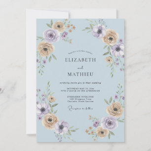 Soft Champagne Lilac Petal Wedding Invitation