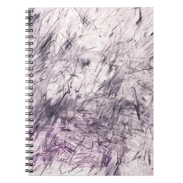 Soft Chaos Lavender Gray Sketch Abstract Notebook (Front)