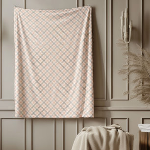Soft Chequered Blanket in Coral and Grey Tones