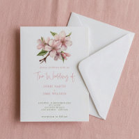 Soft cherry blossom header wedding invitation