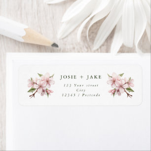 Soft cherry blossom pink flower address return address label