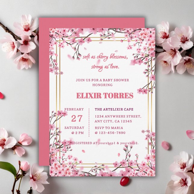 Soft Cherry Blossom Sakura Baby Shower Invitation (Creator Uploaded)