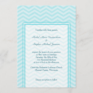 Soft Chevron Aqua Blue Wedding Custom Budget Invitation