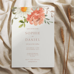 Soft Chic Floral Watercolor Wedding Invitation
