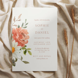 Soft Chic Floral Watercolor Wedding Invitation