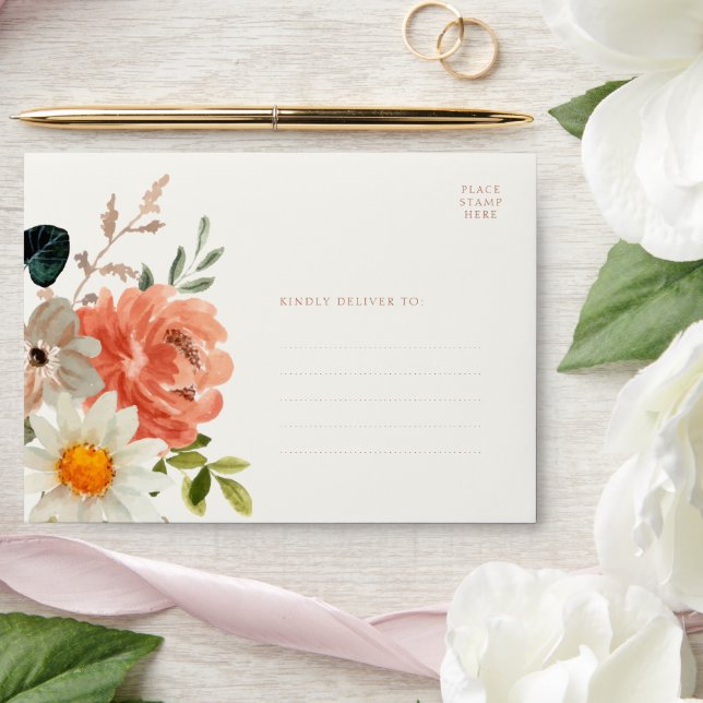 Soft Chic Floral Watercolor Wedding Invitation Envelope (Wedding)