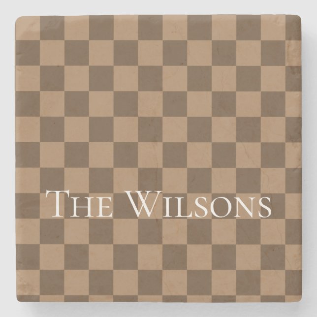 Soft Chocolate Squares Stone Coaster (Front)
