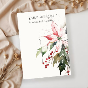 Soft Christmas Berry Poinsettia Hairpin Display Business Card