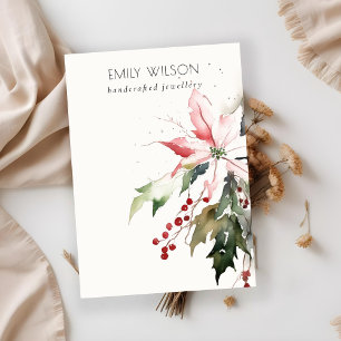 Soft Christmas Poinsettia Blank Jewellery Display Business Card