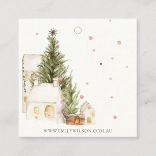 Soft Christmas Tree House Snow Earring Stud Holder Square Business Card