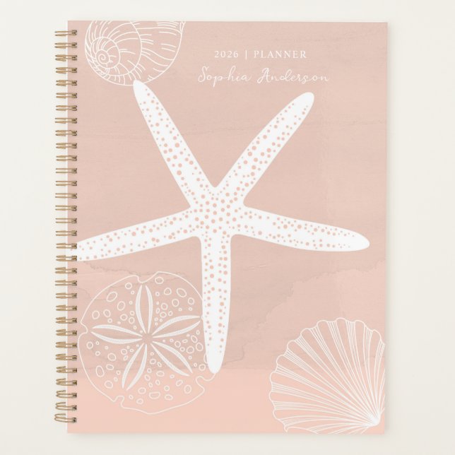 Soft Coastal Sea Shells Weekly Planner (Front)