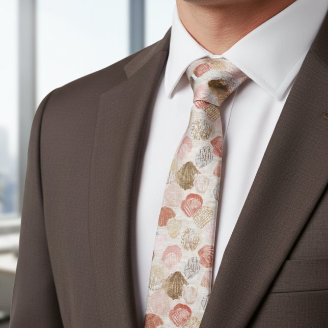 Soft Coastal Seashell Beach Pattern Tie (Creator Uploaded)