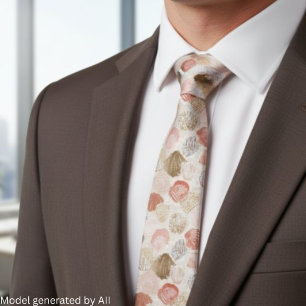 Soft Coastal Seashell Beach Pattern Tie