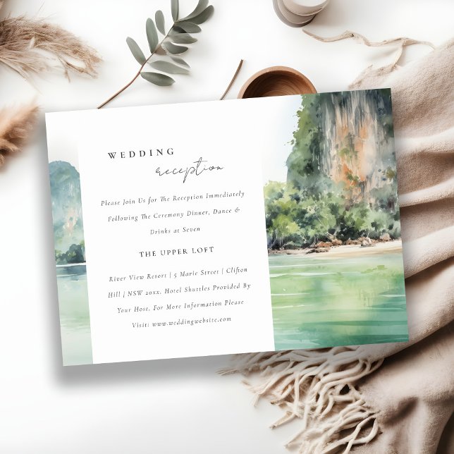 Soft Coastal Thailand Seascape Wedding Reception Enclosure Card (Creator Uploaded)