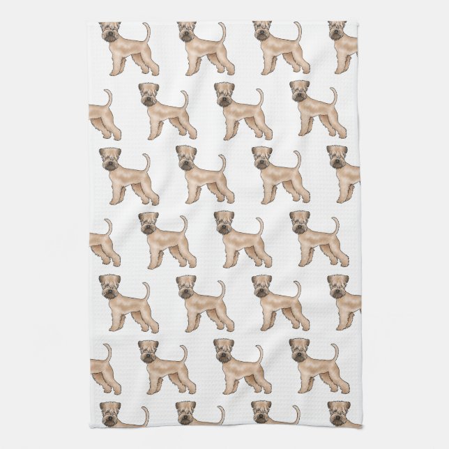 Soft-Coated Wheaten Terrier Cartoon Dog Pattern Tea Towel (Vertical)