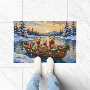 Soft Coated Wheaten Terrier Christmas Boat Holiday Doormat