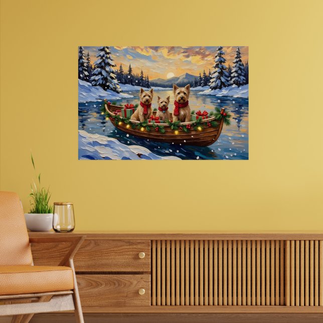 Soft Coated Wheaten Terrier Christmas Boat Holiday Poster (Living Room 2)