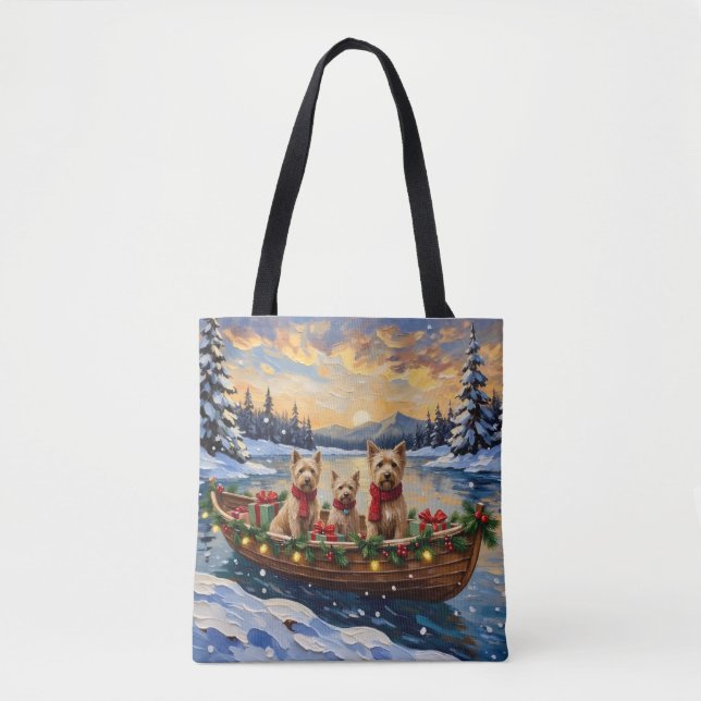 Soft Coated Wheaten Terrier Christmas Boat Holiday Tote Bag (Front)