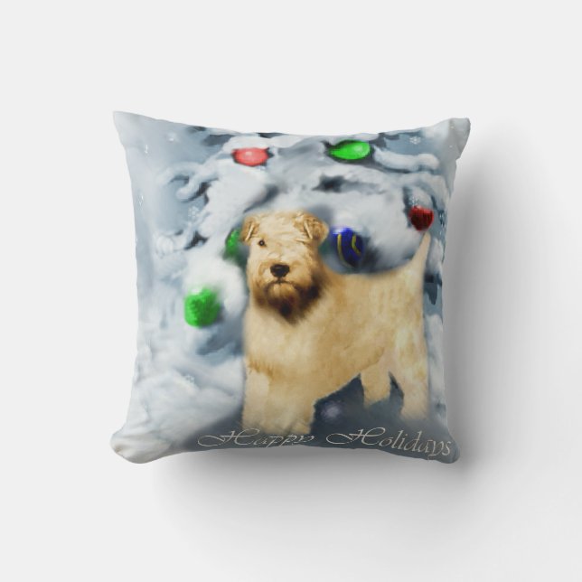 Soft Coated Wheaten Terrier Christmas Cushion (Front)