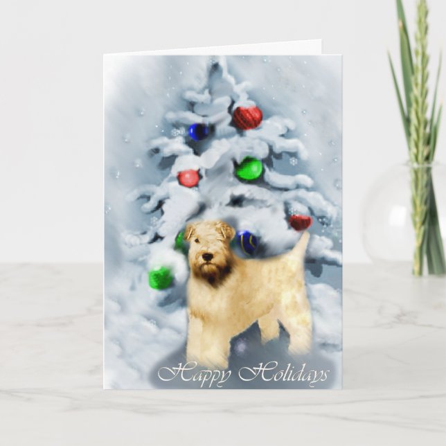 Soft Coated Wheaten Terrier Christmas Holiday Card (Front)