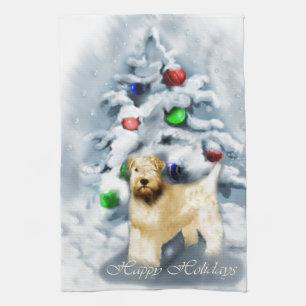 Soft Coated Wheaten Terrier Christmas Tea Towel