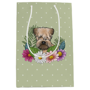 Soft-Coated Wheaten Terrier Colourful Flowers Gree Medium Gift Bag
