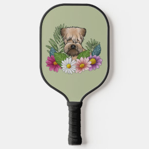 Soft-Coated Wheaten Terrier Colourful Flowers Gree Pickleball Paddle