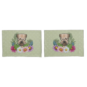 Soft-Coated Wheaten Terrier Colourful Flowers Gree Pillowcase