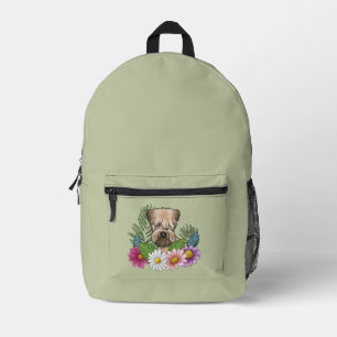 Soft-Coated Wheaten Terrier Colourful Flowers Gree Printed Backpack