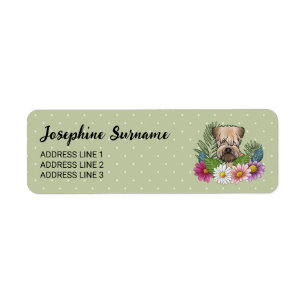 Soft-Coated Wheaten Terrier Colourful Flowers Gree Return Address Label