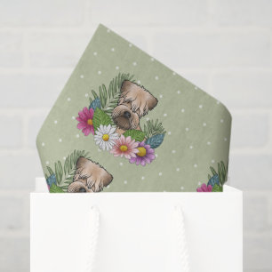 Soft-Coated Wheaten Terrier Colourful Flowers Gree Tissue Paper