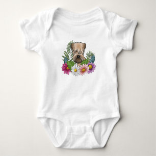 Soft-Coated Wheaten Terrier Colourful Wildflowers Baby Bodysuit