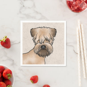 Soft-Coated Wheaten Terrier Cute Dog Head On Beige Napkin