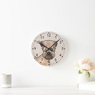 Soft-Coated Wheaten Terrier Cute Dog Head On Beige Round Clock