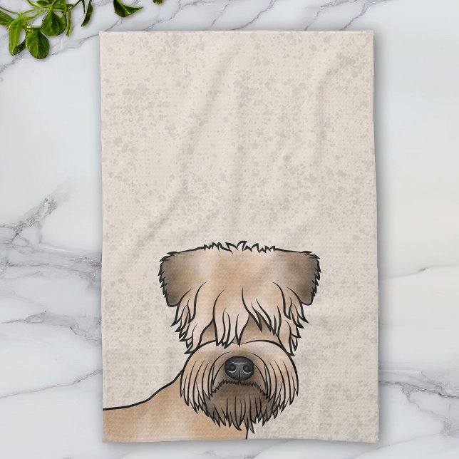 Soft-Coated Wheaten Terrier Cute Dog Head On Beige Tea Towel (Creator Uploaded)