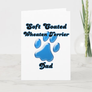 Soft Coated Wheaten Terrier Dad Blue Pawprint Holiday Card