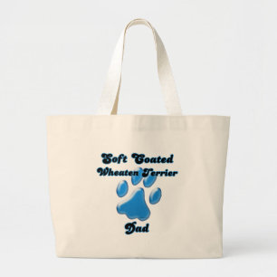 Soft Coated Wheaten Terrier Dad Blue Pawprint Large Tote Bag