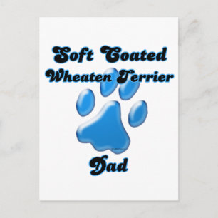 Soft Coated Wheaten Terrier Dad Blue Pawprint Postcard