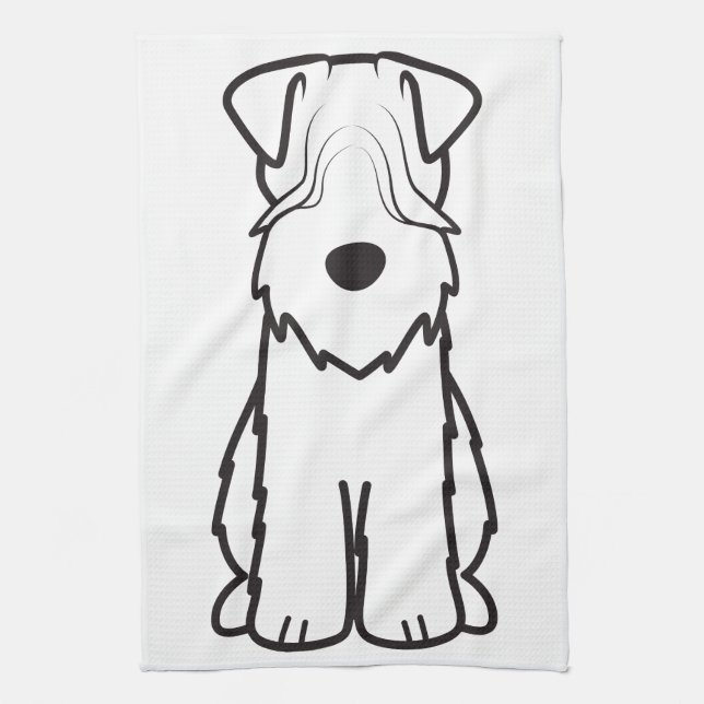 Soft Coated Wheaten Terrier Dog Cartoon Tea Towel (Vertical)